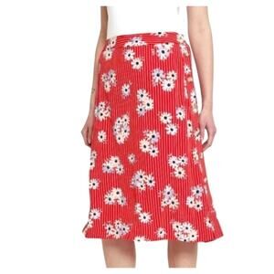 Madewell Retro Stripe Side Button Floral Midi Skirt Size 8